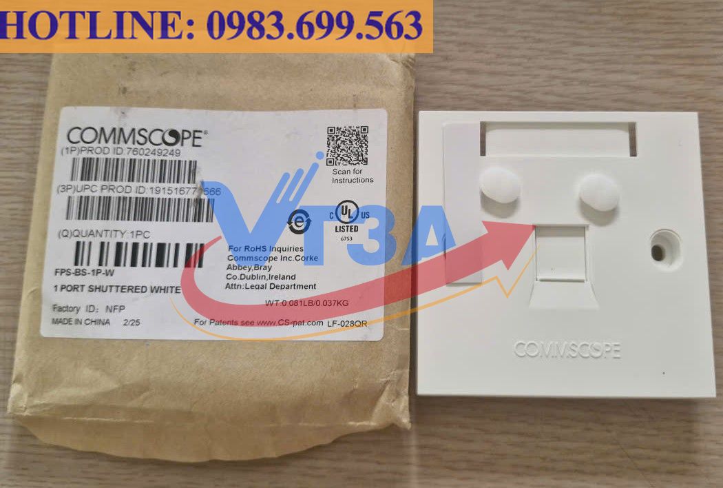 ​Mặt nạ mạng vuông 1 cổng Commscope PN: 760249249 